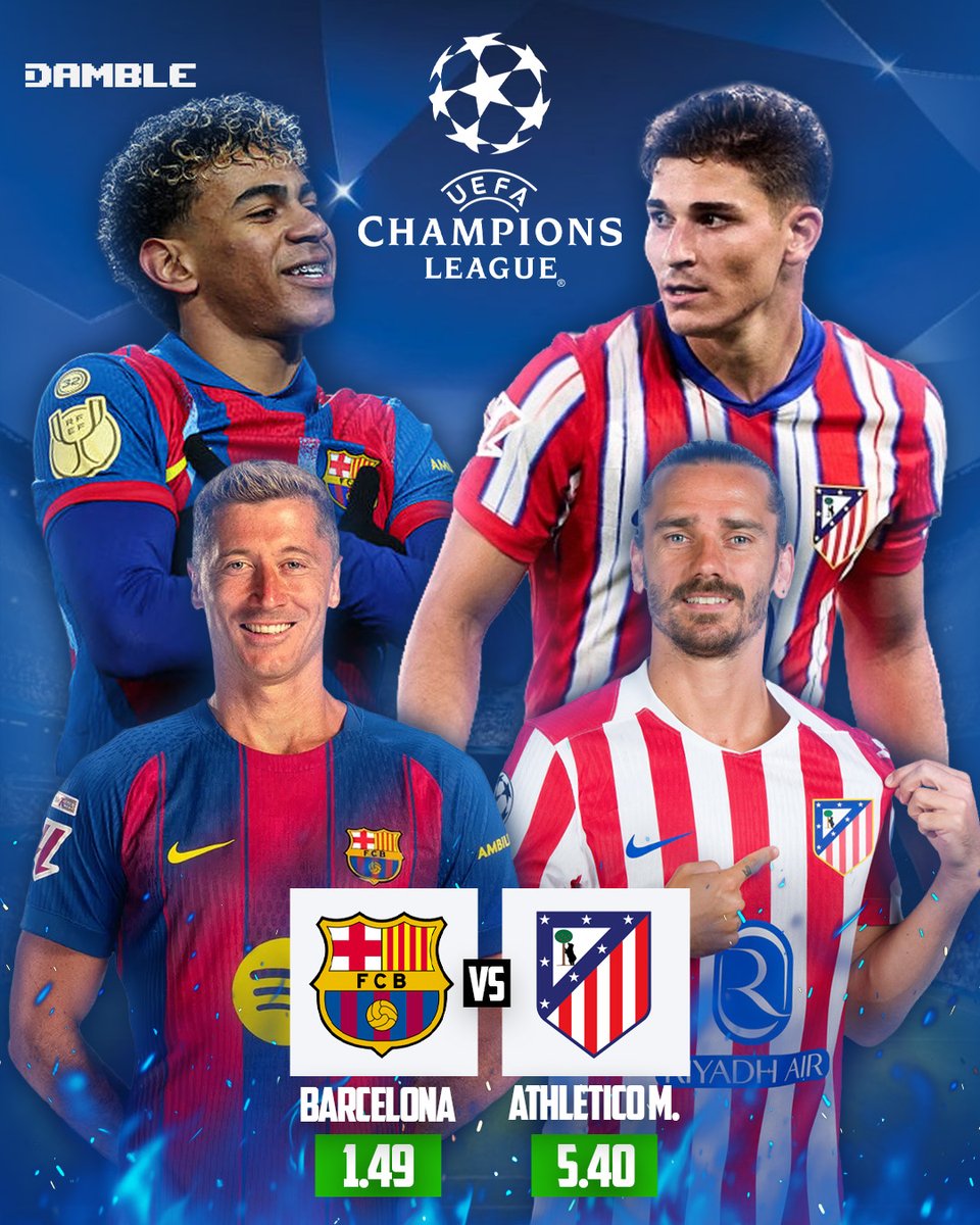 Dambleio's tweet photo. Two huge UCL quarter-final first legs tonight!

Barcelona vs Atletico Madrid at the Camp Nou

PSG vs Liverpool at Parc des Princes

Barça are heavy favourites at home, whereas Liverpool are facing a proper tough away test in Paris against PSG.

Bet live on both at https://t.co/yHJOffLx4i