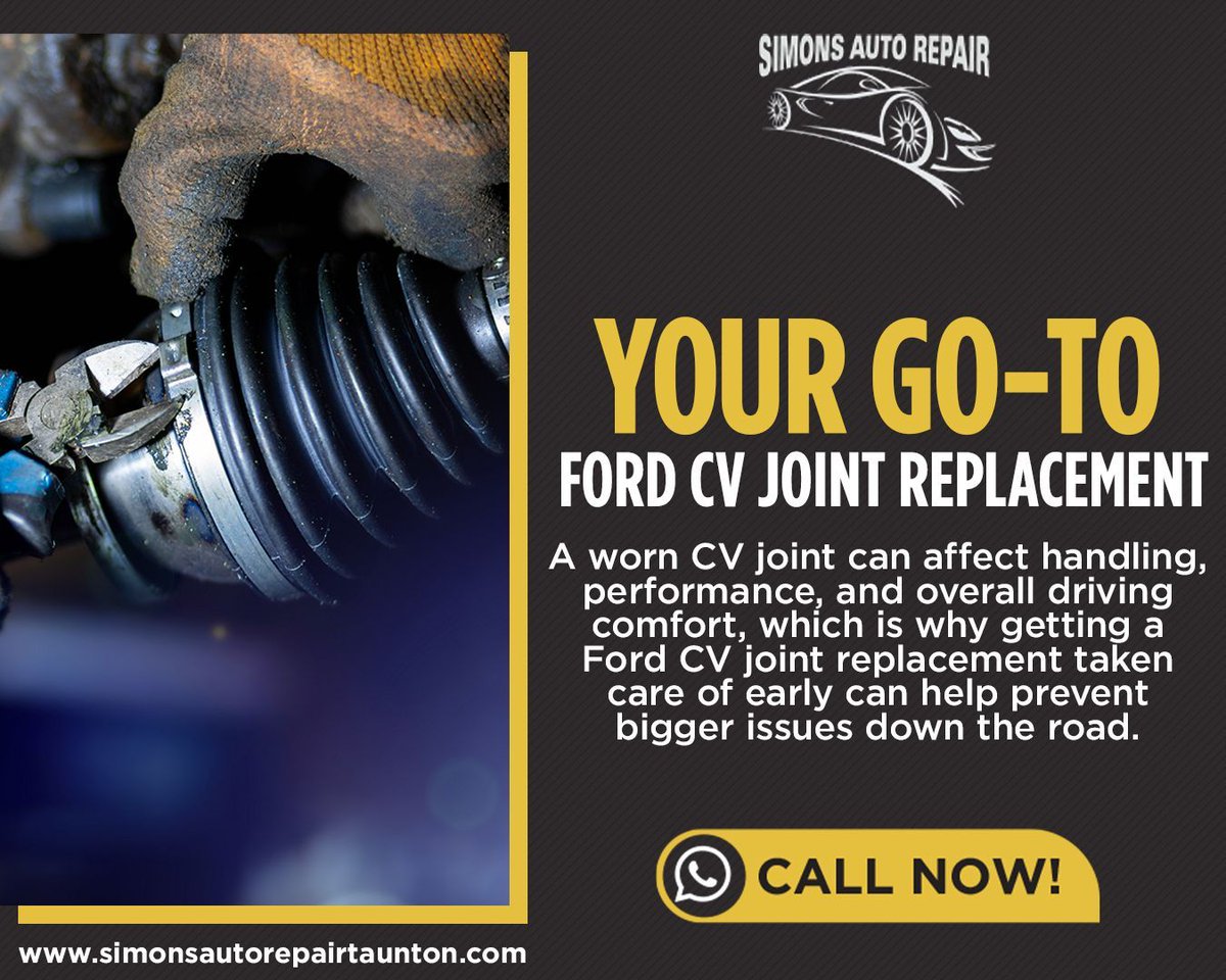 simonautorepair's tweet image. Hearing clicking when you turn or feeling vibration while driving? It may be time for a Ford CV joint replacement.🔧 Simon’s Auto Repair helps Ford drivers in Taunton, MA get smooth, safe performance back fast.

🌐simonsautorepairtaunton.com/services/?utm_…

#fordcvjointreplacement #SimonsAutoRepair