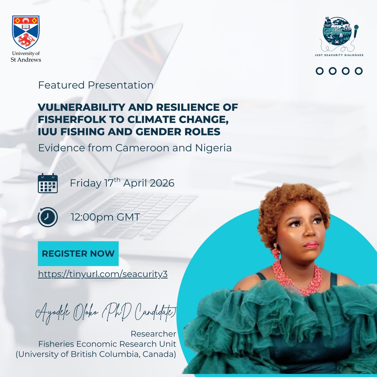 just_seacurity's tweet photo. How does gender shape who survives climate shocks in fishing communities?

Join us 17 April as @OlokoJesudide examines vulnerability and resilience in small-scale fisheries across Cameroon and Nigeria.

Register: https://t.co/PSrjbZUmBe
#ClimateJustice #GenderEquity https://t.co/EI18MfuSE5
