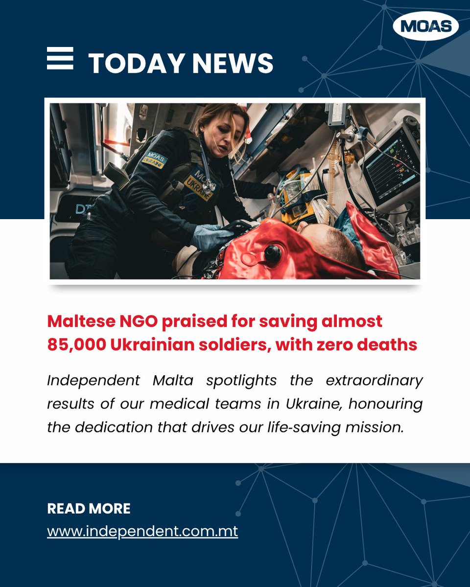 moas_eu's tweet image. 🌍 Independent Malta highlights the extraordinary impact of our medical teams in Ukraine, honouring their dedication and life‑saving work.

🔗 Read more: independent.com.mt/articles/2026-…

#MOAS #ForEveryLife #HumanitarianRelief #UkraineSupport #MedicalTeams #HopeInAction