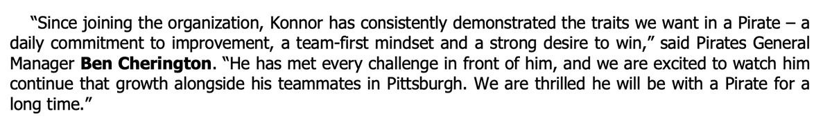 JMackey_PGH's tweet photo. Quotes from Pirates chairman Bob Nutting and general manager Ben Cherington on the Konnor Griffin contract: https://t.co/Wk38ohOZVf