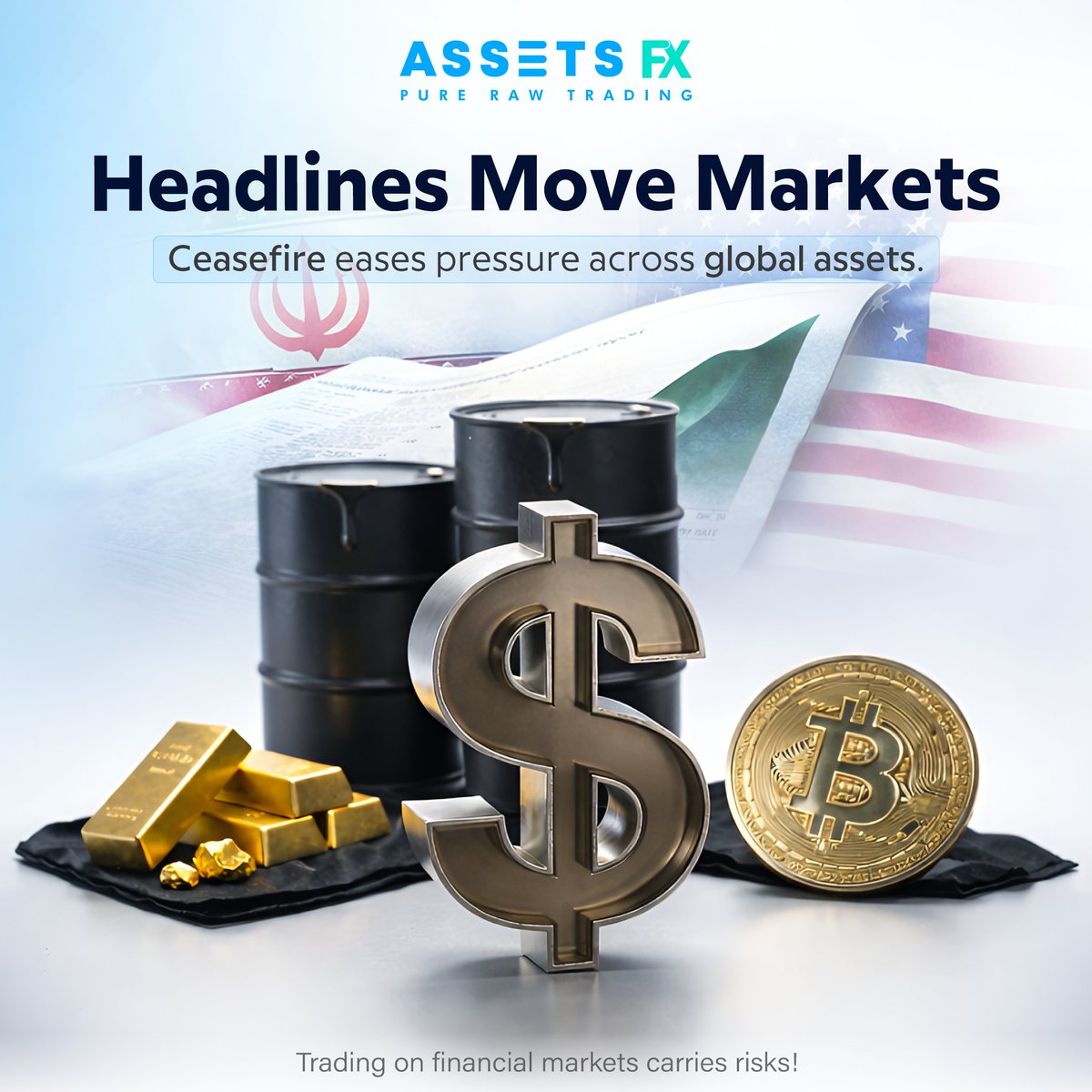 Ceasefire signals a shift in sentiment across global markets.
Pressure eases, positioning adjusts, but uncertainty hasn’t left the table.

In moments like these, reaction defines the edge.

Join now: assetsfx.com
.
.
.
.
.
#AssetsFX #GlobalMarkets #MarketReaction