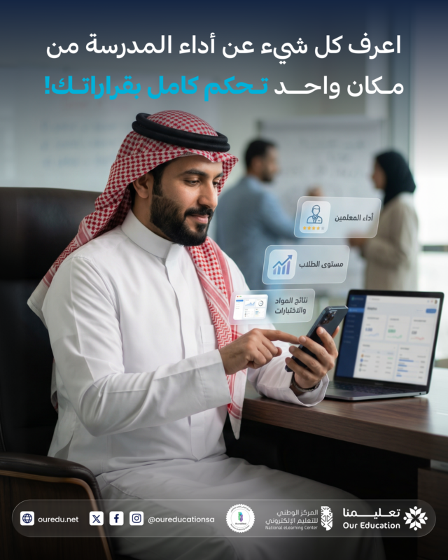 كيف تعرف فعالية نظامك التعليمي؟

مع تعليمنا: لوحة واحدة تجمع كل البيانات
أداء المعلمين، مستوى الطلاب، نتائج المواد والاختبارات.

رؤية شاملة… قرارات أفضل.

احجز عرض توضيحي 👇
bit.ly/our-edu

#منصة_تعليمنا #التعليم_الذكي