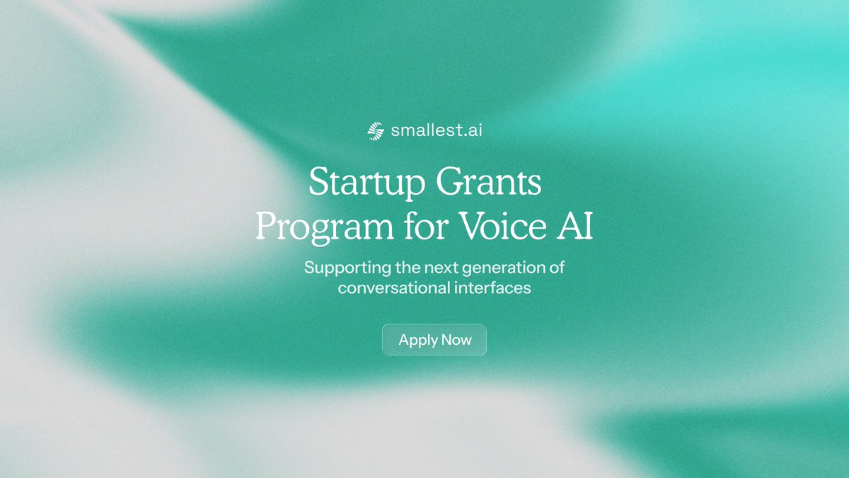 smallest_AI's tweet image. We're giving away $10,000 in API credits to early-stage startups building voice-native products!

The Smallest AI Startup Grants Program is for teams that are:
- From leading accelerators
- Early-stage and venture-backed
- Led by exceptional bootstrapped founders

Apply in the