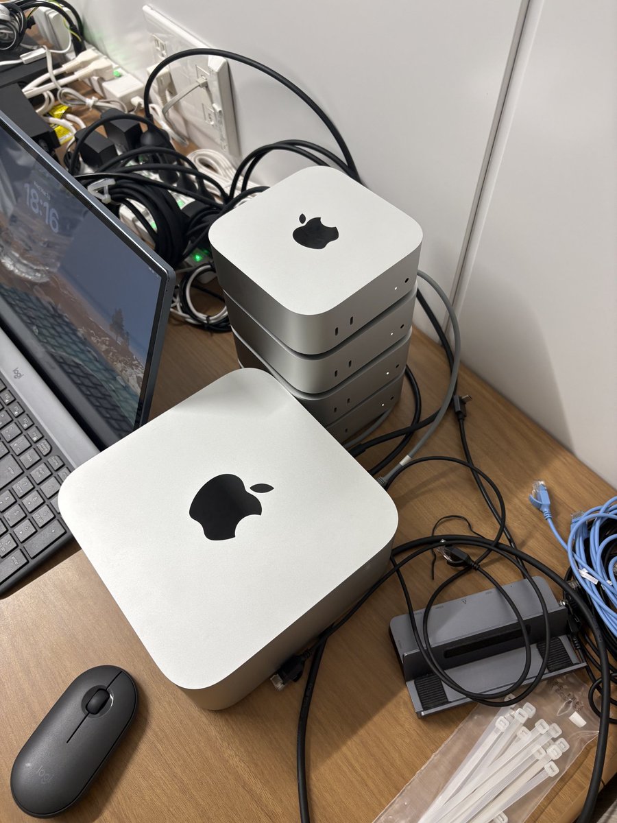 组了个 Mac Mini 集群供 Coding Agent 调遣。🤖+💻 以后在 Slack 里发个指令，Agent 就能自动申请一台或多台 ...