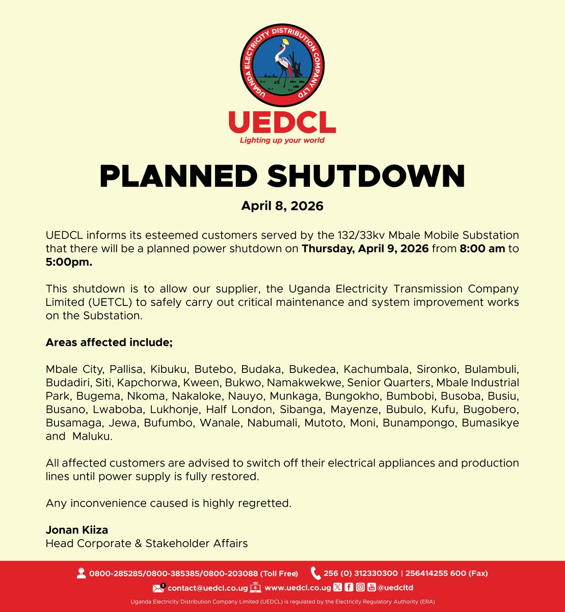 Uganda Electricity Distribution Company Ltd tweet media