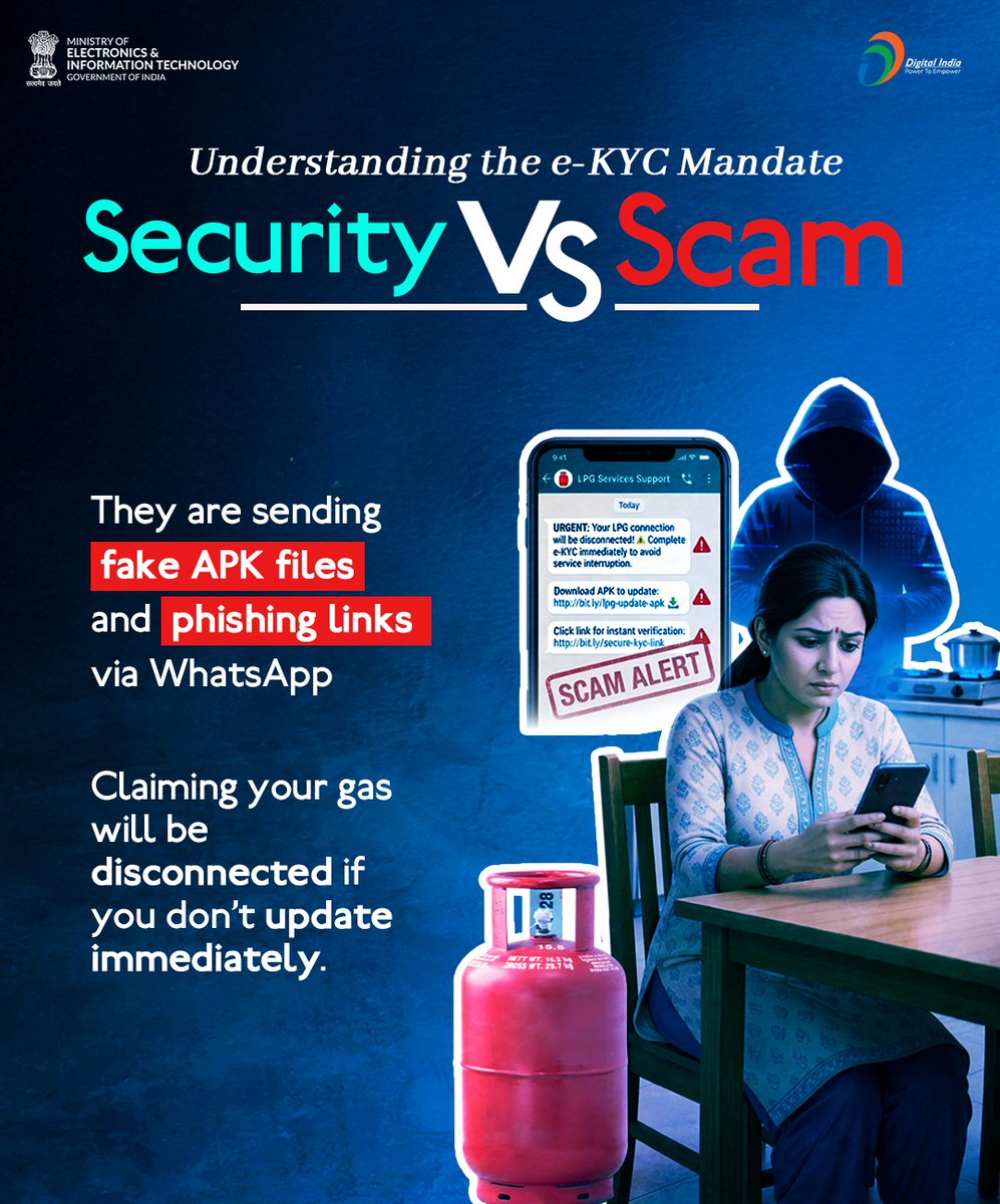 _DigitalIndia's tweet image. Digital Public Infrastructure (DPI) is built on trust and transparency. As we move toward a more "India AI" integrated governance, knowing the official channels for your documentation is your first line of defense. 

#CyberAlert #LPGScam #FactCheck #DigitalIndia #StaySafe