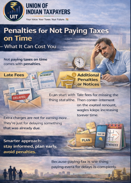 IN_TaxPayers's tweet photo. Penalties for Not Paying Taxes on Time – What It Can Cost You
Many people think missing a tax deadline is not a big deal…
but in reality, it can cost more than expected.
Not paying taxes on time comes with penalties.
#TaxPenalty #IncomeTax #LateFees #TaxAwareness #StayCompliant #IndiaTaxSystem #FinancialDiscipline #Taxpayers #AvoidPenalty #SpeakUp