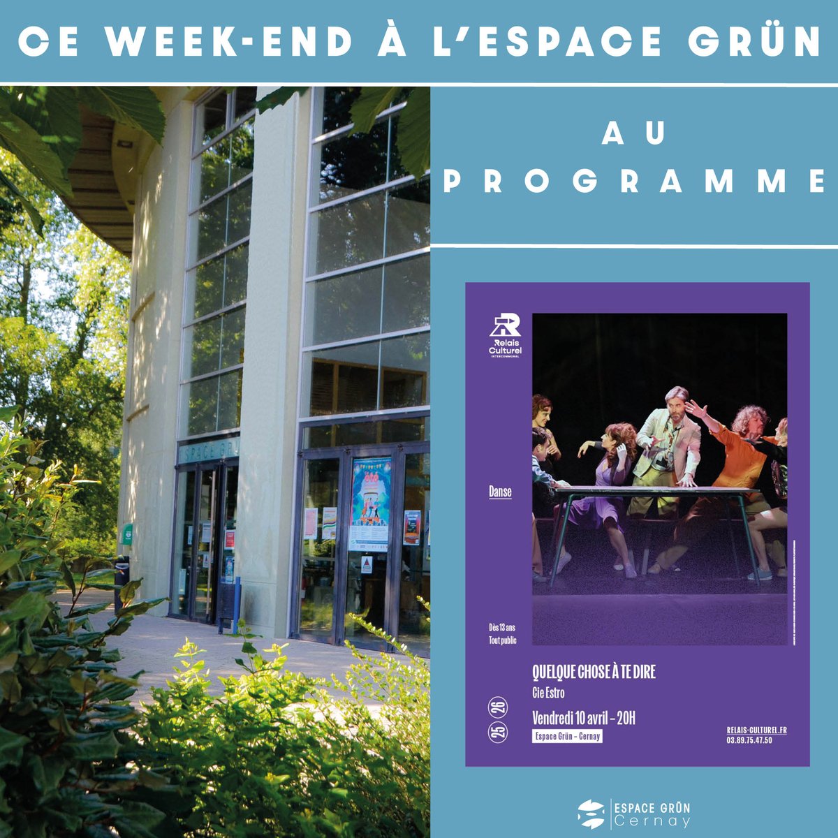 VilledeCernay's tweet image. Retrouvez l'agenda de ce week-end à l'Espace Grün de Cernay : ville-cernay.fr/Actus/AGENDA-E… #cernay