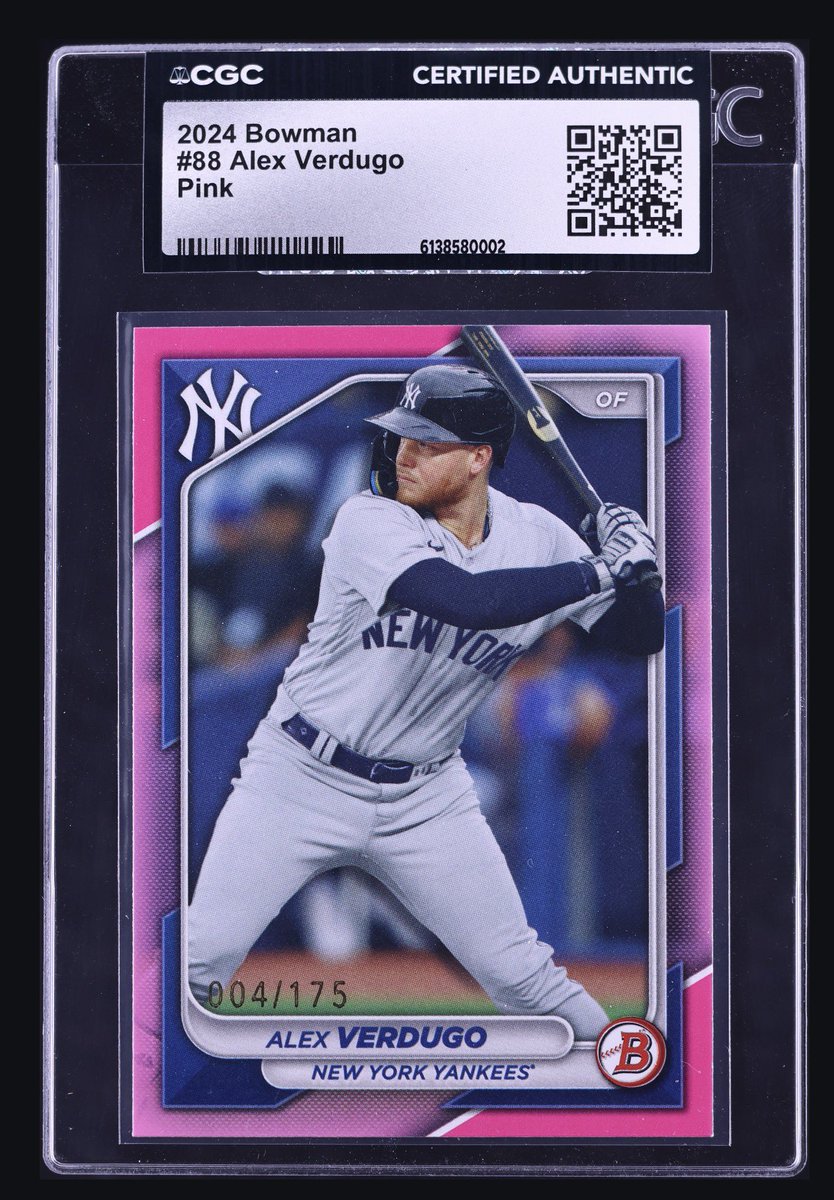 CleskeyC's tweet photo. I remember watching Alex Verdugo early in his career. The energy, the arm, the way he wore his emotions on his sleeve.

Not every player plays with that kind of edge.

I pay attention to guys like that. They don't always become superstars, but they leave a mark on the game.

This card captures that era.

Alex Verdugo – 2024 Bowman Pink /175.
CGC authenticated. Limited to just 175 copies.

📍 $5 starting bid – no bids yet
⏰ Auction ends April 12 on Fanatics Collect

👉 Bid here: https://t.co/XI6xoBQsa7

#AlexVerdugo #BowmanPink #BaseballCards #TheHobby #FanaticsCollect