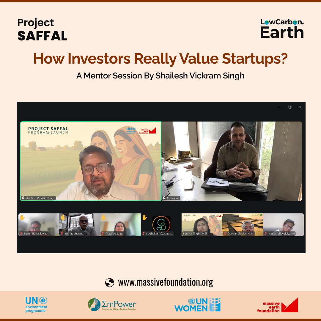 earth_massive's tweet photo. #StartupValuation isnโt just a number; itโs a series of decisions.
In a powerful mentor session, @svickram - Founding Partner, @climate_angels - unpacked how investor type, stage & deal terms shape outcomes, and why โcheap capitalโ can cost founders the most.
#ProjectSAFFAL https://t.co/pxoIUaoFcG