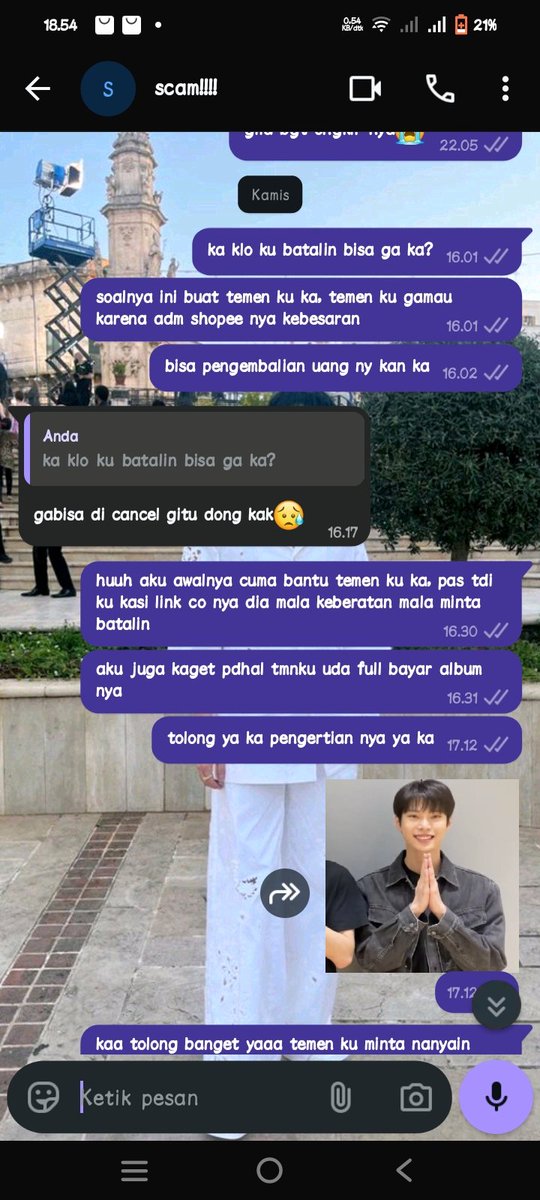 pittrii_0's tweet photo. guys cuma mau ngasi tau, hati hati banget sama ini org @pangsitmandu   gabpunya hati bgt duit 60rb dia relain buat jadi penipu, fyi aku mau beli album di dia itu sekitar lebaran ke 2 dia blg bru bs co pas event 4.4  tp harus fullpay baru bisa di keep album nya https://t.co/TXudqFjV8t