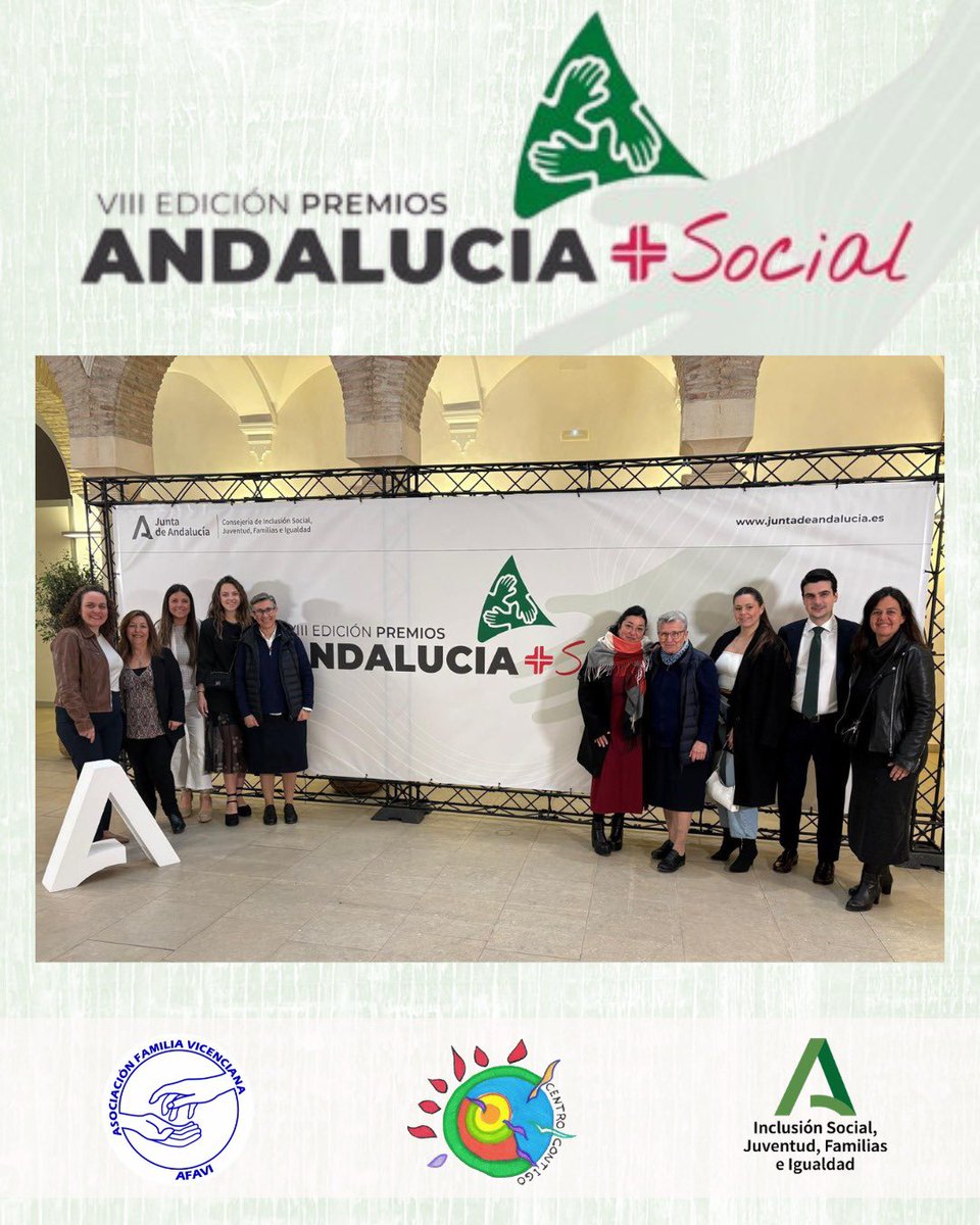 CentroContigo's tweet photo. Es un honor de recibir el Premio Provincial Andalucía + Social por nuestra amplia, sólida y continuada trayectoria en la atención y acompañamiento a las personas que pasan por nuestra casa, así como por la capacidad de adaptación a las nuevas realidades sociales emergentes. https://t.co/vqOWCfpru8