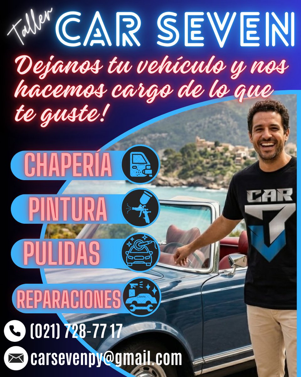 CarSevenPy's tweet photo. Lo mejor que te puede pasar es tener tu vehiculo como nuevo... 
Lo mejor que le puede pasar a tu vehículo, somos nosotros! 
Agenda ya! y te dejamos tu auto como nuevo! 
#taller #tallerautomotriz #chaperiaypintura #chaperia #pinturaautomotiva https://t.co/tdCO2EaApJ