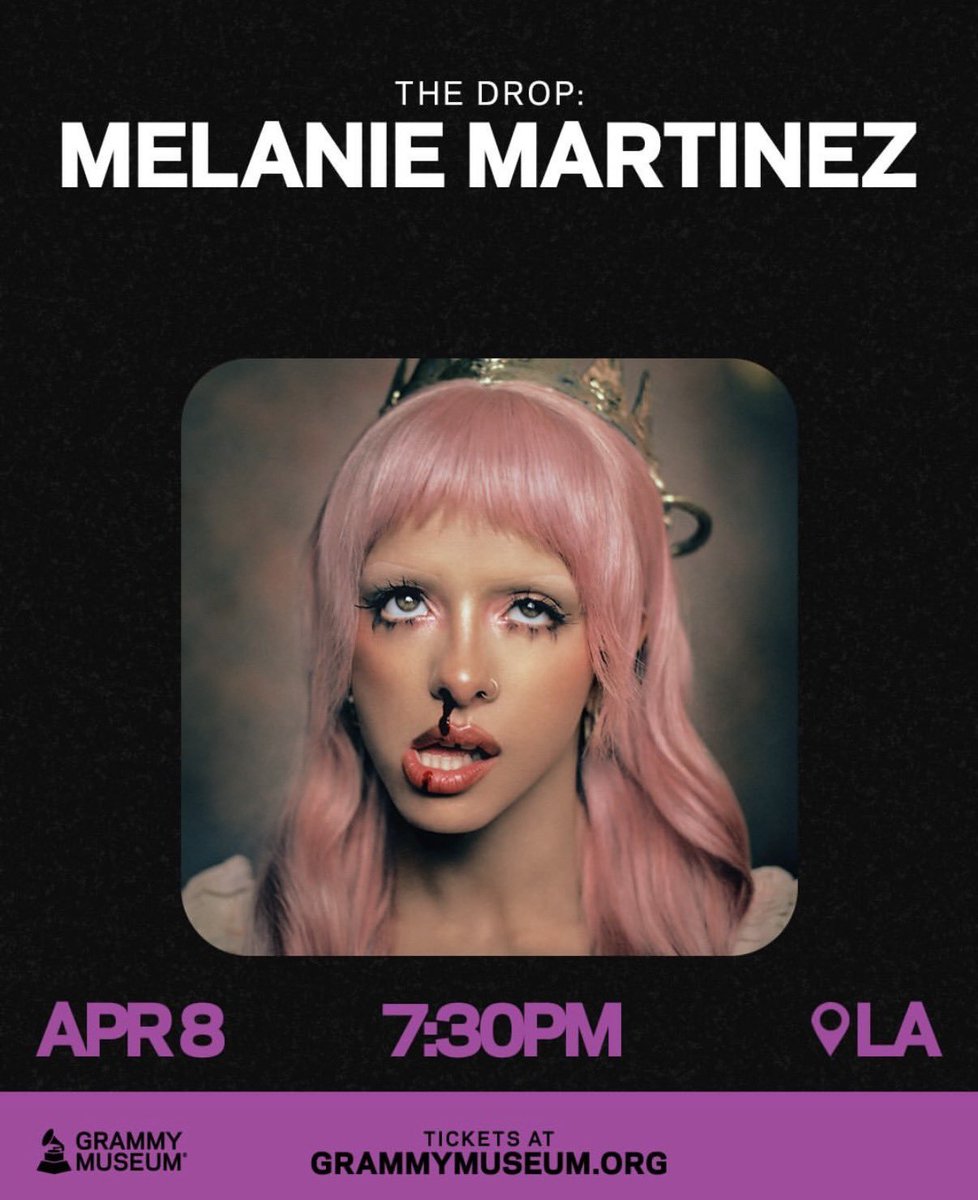 LlVlNGDECEASED's tweet image. Today Melanie Martinez will perform an intimate show at 200-seat Clive Davis Theater for Grammy Museum in Los Angeles at 07:30 PM. 🖤

It marks her first Grammys related performance, also making it the last official performance before the new tour dates announcement. 👀

Most