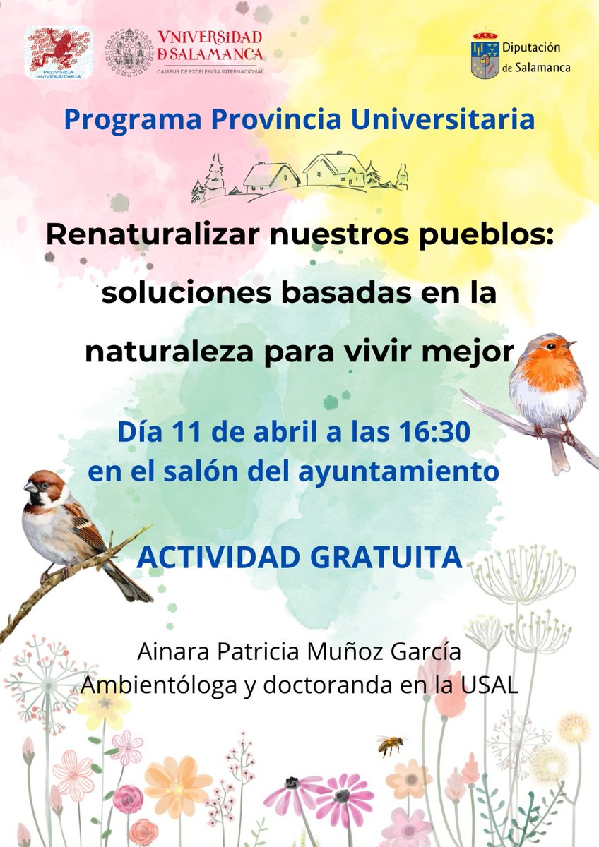 NavarredondaDLR's tweet photo. Taller sobre renaturalizar nuestros pueblos: soluciones basadas en la naturaleza para vivir mejor. Interesante charla impartida por la Universidad de Salamanca este sábado a las 16:30 horas en el Salón del Ayuntamiento. Te esperamos!! https://t.co/PIvTnbSa0W