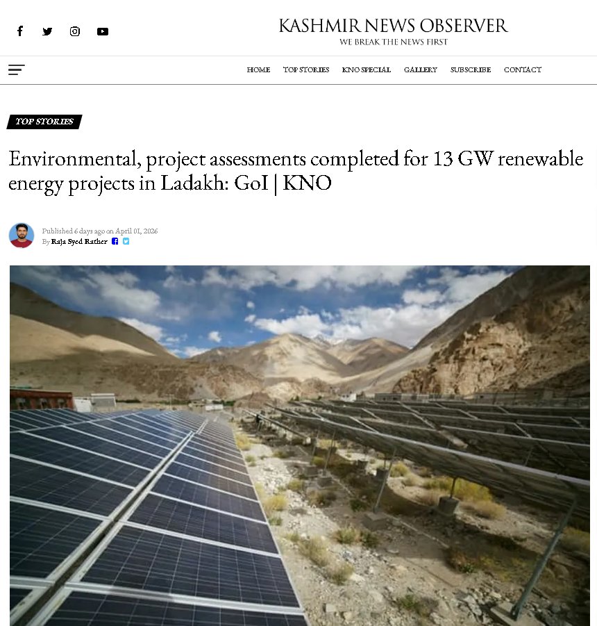 GemsofLadakh's tweet photo. Ladakh’s vast hi-alt land &amp; abundant solar resources are powering India’s green future

Environmental and Social Impact Assessment (ESIA) and Detailed Project Report (DPR) completed for the ambitious 13 GW renew project

Will ensure clean energy, jobs, economy &amp; energy security https://t.co/wXUqlf94Rm