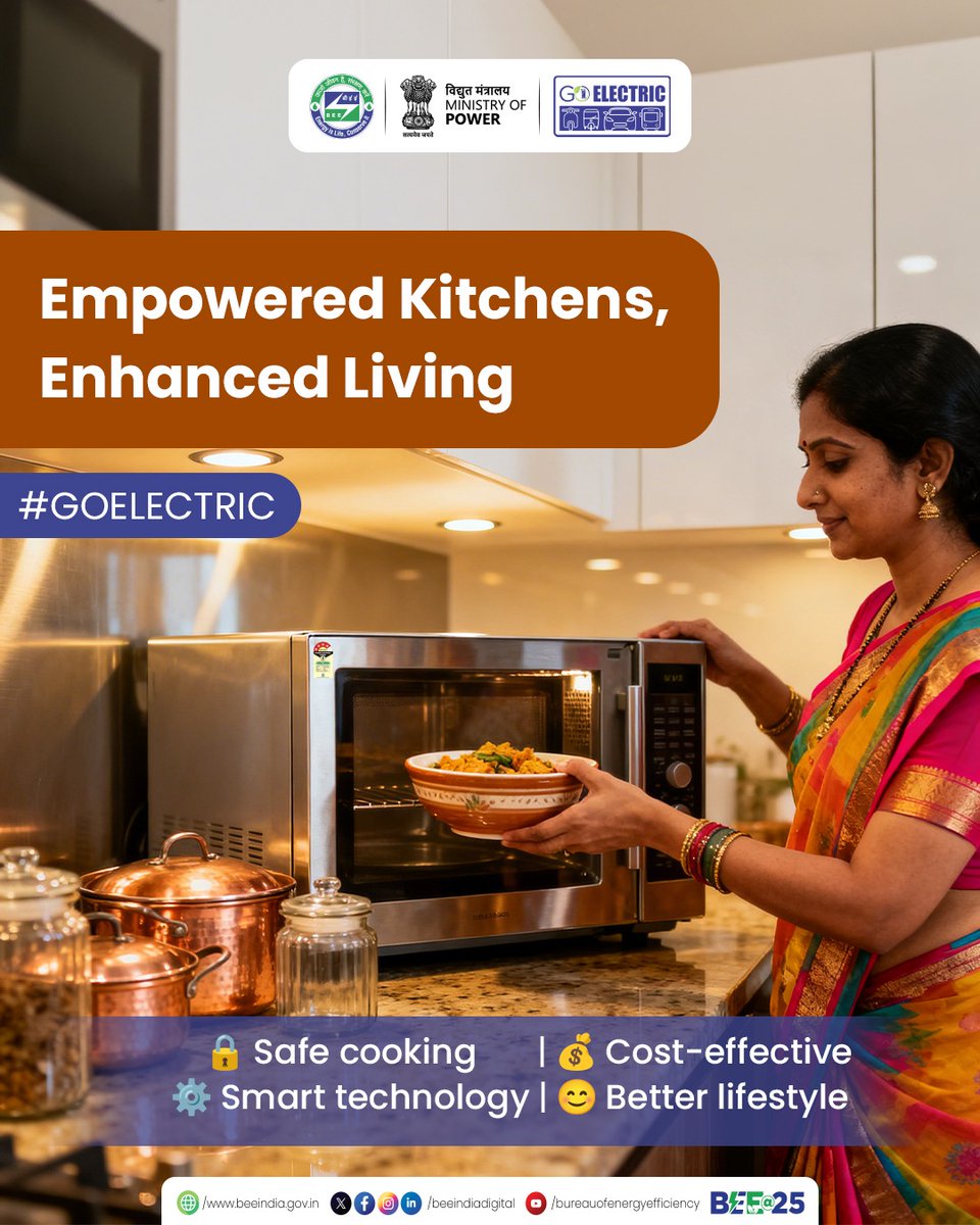 beeindiadigital's tweet image. Empowered kitchens lead to enhanced living.

Electric cooking offers a safe, cost-effective, and energy-efficient solution for modern households.

Make the shift to smarter cooking.

#GoElectric #ECooking #EnergyEfficiency #CleanEnergy #BEEat25