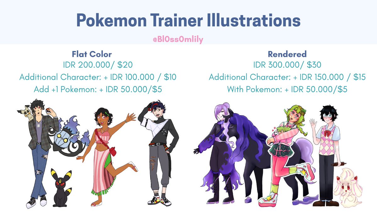 BL0SS0MLILY's tweet photo. 「RTs &amp; Likes are appreciated」

❀ Pokémon Trainer Commissions are now OPEN! ❀

Service includes 1 (one) Pokémon &amp; 1 Full Body Trainer (Design can be from me or you!)

Further details &amp; contacts below 🔽 https://t.co/sElaKQoSe6