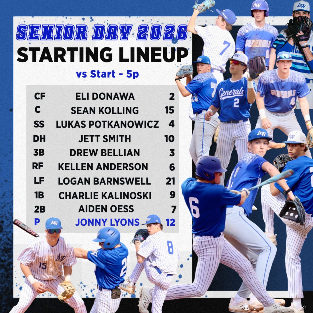 AWHS_Baseball's tweet image. 🚨GAME DAY!🚨
🆚 Start
🕔 5p
📍 AWHS - Generals Stadium
🎟 FREE BASEBALL!

Join us as we celebrate our 2026 SENIORS!

#BluePride