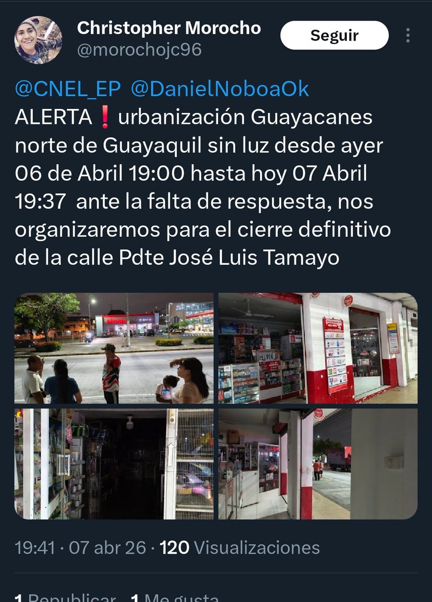 Cdla_Guayacanes's tweet photo. Por decencia, alguien de @CNEL_EP @servicioscnelep debe dar alguna explicación, porque para cortar el servicio por atraso en los pagos son rapidísimos, pero el usuario nunca recibe la misma agilidad al momento de buscar que le solucionen un problema, NUNCA! 

#Inoperantes https://t.co/staACQaPDW