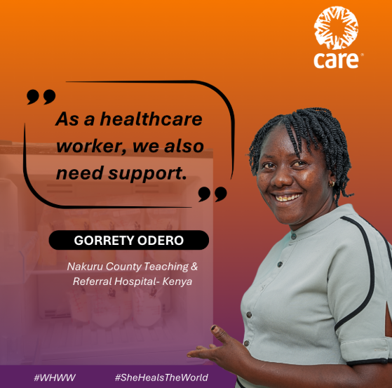 CAREinKenya's tweet photo. "As a healthcare worker, we also need support." -  Gorrety Odero, a nutritionist, @NakuruCountyGov Teaching and Refferal Hospital.

 #WorldHealthWorkerWeek #CASCADE https://t.co/sVO6ZxZoZv