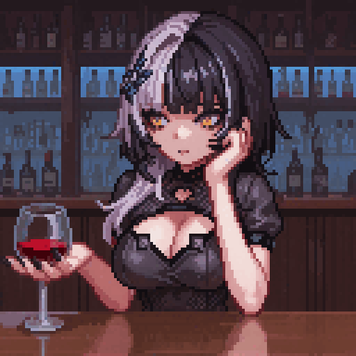 I wish someone would chat with me 🍷 #pixelart #ドット絵