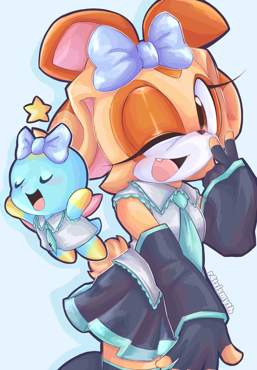 r4tzismyth's tweet image. I sometimes like to imagine Cream’s favorite artist is Hatsune Miku 🫣 #sonicthehegdehog #creamtherabbit #hastsunemiku #sonicfanart