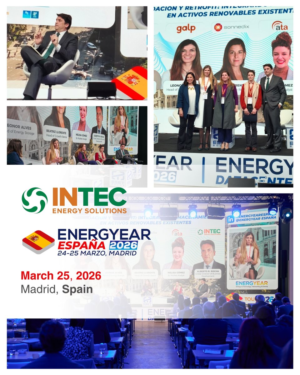 intec_energy's tweet image. #Energyear España 2026 Recap⚡
It was great to connect with industry leaders, as well as partners, clients, suppliers, and peers, exchanging insights on energy storage and renewable integration while exploring new opportunities to advance clean and sustainable energy solutions.
