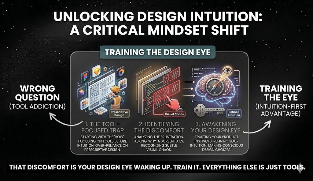 DHEERAJVADE's tweet photo. Engineers ask: how do I learn design?

Wrong question.

Ask: why does this screen feel wrong?

That discomfort is your design eye waking up. Train it. Everything else is just tools. https://t.co/G8SssEd2a1