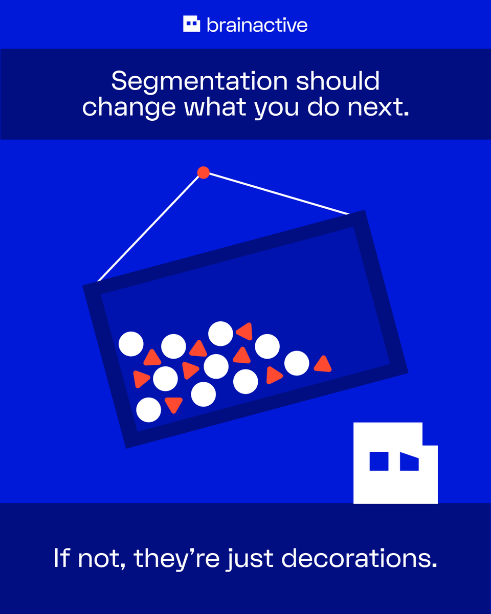 brainactiveai's tweet photo. Segmentation is not just demographics vs psychographics.

Most segmentation describes people.
Good segmentation explains decisions.

If it does not change what you do next, it is decoration.

Segment by behavior.
Focus on trade-offs.
Tie segments to decisions.

#MarketResearch https://t.co/OeWO0dE1jn
