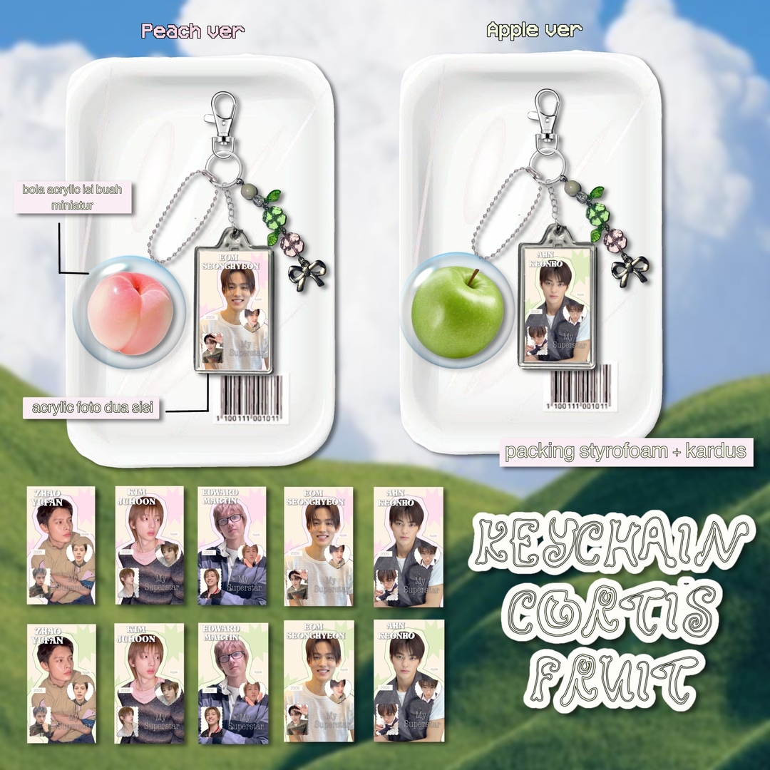 cortisfess's tweet image. corsell!! interest check 🧍🏻‍♀️
HAII temantimun . .
aku mau open pre-order kerchain cortis fruit yang nyimuP segerr ini 🍏💧rencananya akhir minggu ini yaPP, drop usn kamu kalo mau ditag nanti 💌