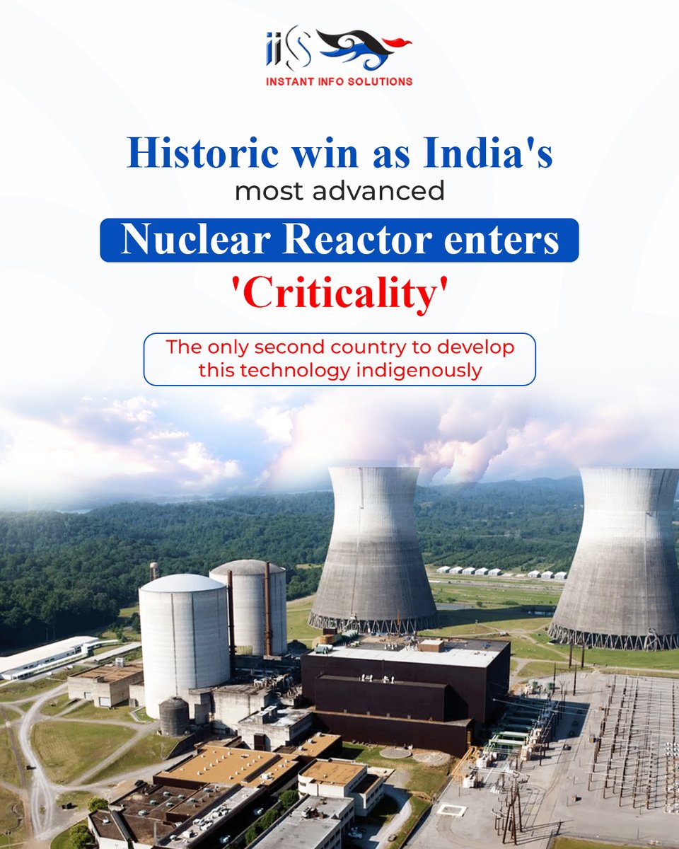 InstantInfoSol's tweet photo. A moment that defines India’s future 🇮🇳

From innovation to self-reliance, India marks a historic milestone as its most advanced nuclear reactor enters criticality.

Salute to the brilliance behind this achievement 🫡
.
.
.
#ProudMoment #Kalpakkam #NuclearEnergy #PFBR #IISIndia https://t.co/ncaFKPaGiE
