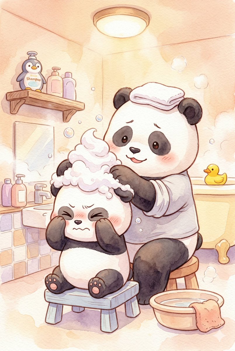 Panda_Studio_Ai's tweet image. 『目あけちゃだめだよ』
#パンダ #panda #AIart #パンダ親子