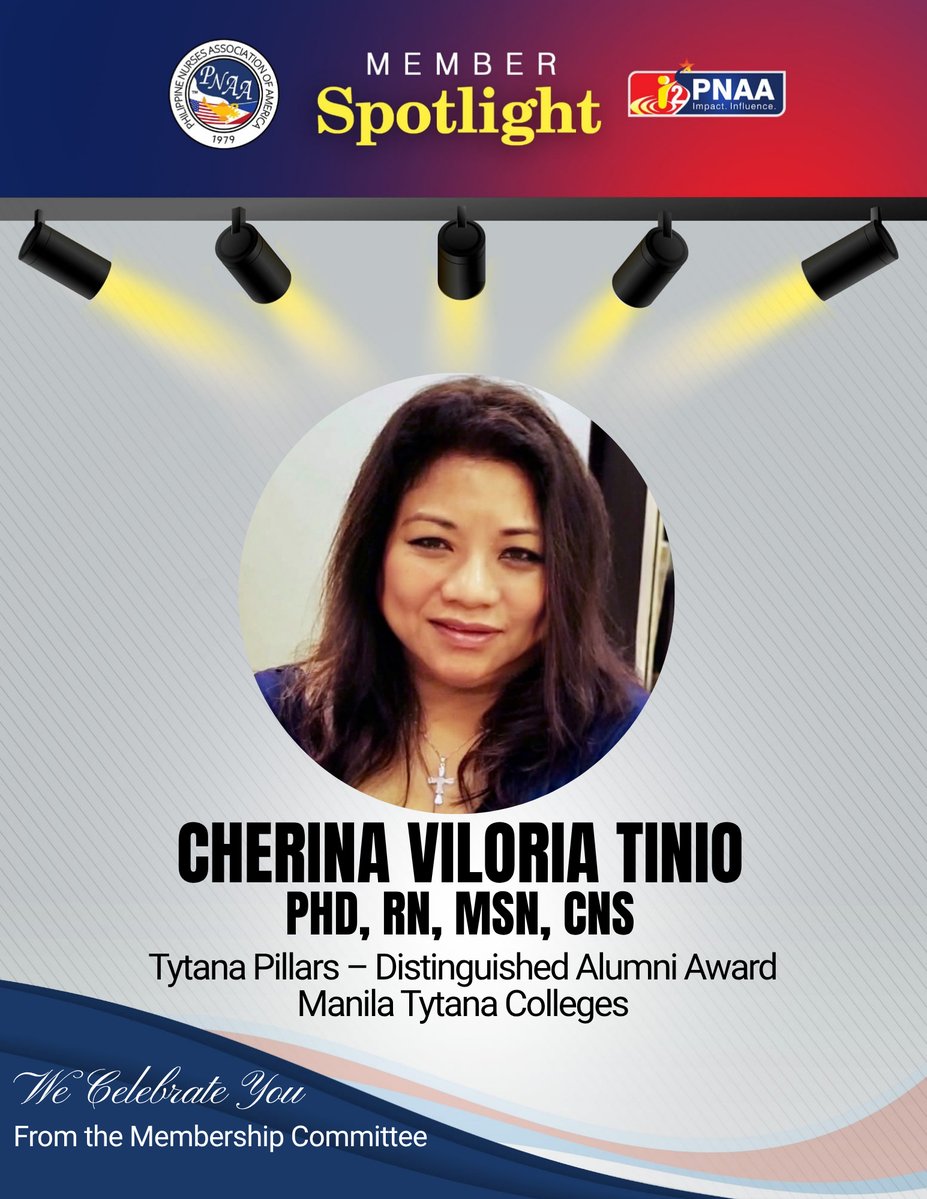 mypnaa's tweet image. Congratulations to Cherina V. Tinio, PHD, RN, MSN, CNS on being named a recipient of the Tytana Pillars – Distinguished Alumni Award in honor of Manila Tytana Colleges’ 50th Founding Anniversary!
PNAA proudly celebrates YOU, Cherina! 🌟
#i2PNAA #impactinfluence #membershipmatters