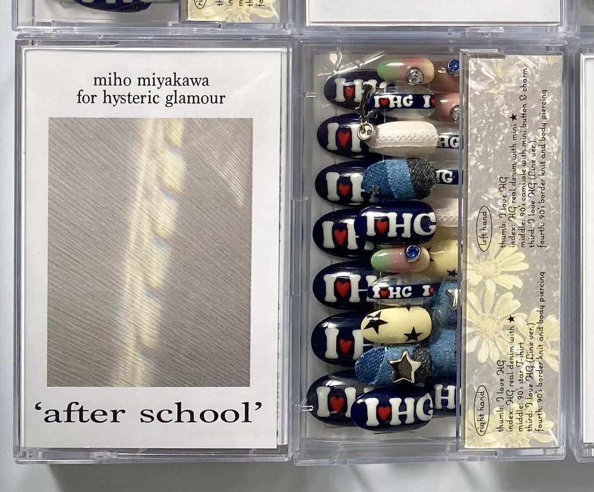 Miho_Miyakawa's tweet image. Memory🪽
Collaboration with HYSTERIC GLAMOUR After School🎼
90's vibes custom  press-on nail tips📼
All by handmade🎧
#nails #nail #nailart #fashion