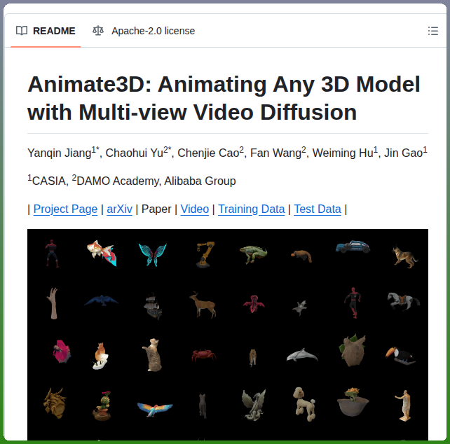 tom_doerr's tweet image. Animates 3D models via multi-view video diffusion

github.com/yanqinJiang/An…