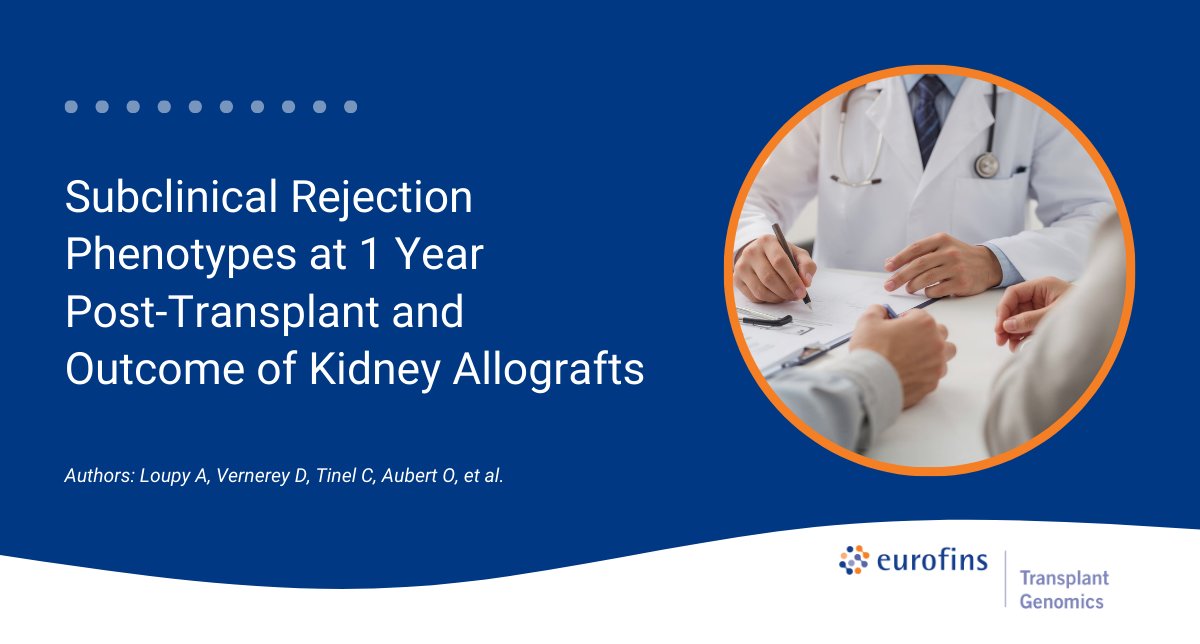 EurofinsTGI's tweet image. Protecting kidney transplant patients just got clearer. This paper details critical subclinical rejection phenotypes from year one, vital for better long-term graft survival. 

Read more: brnw.ch/21x1pD2

#KidneyHealth #TransplantInsights #PatientOutcomes
