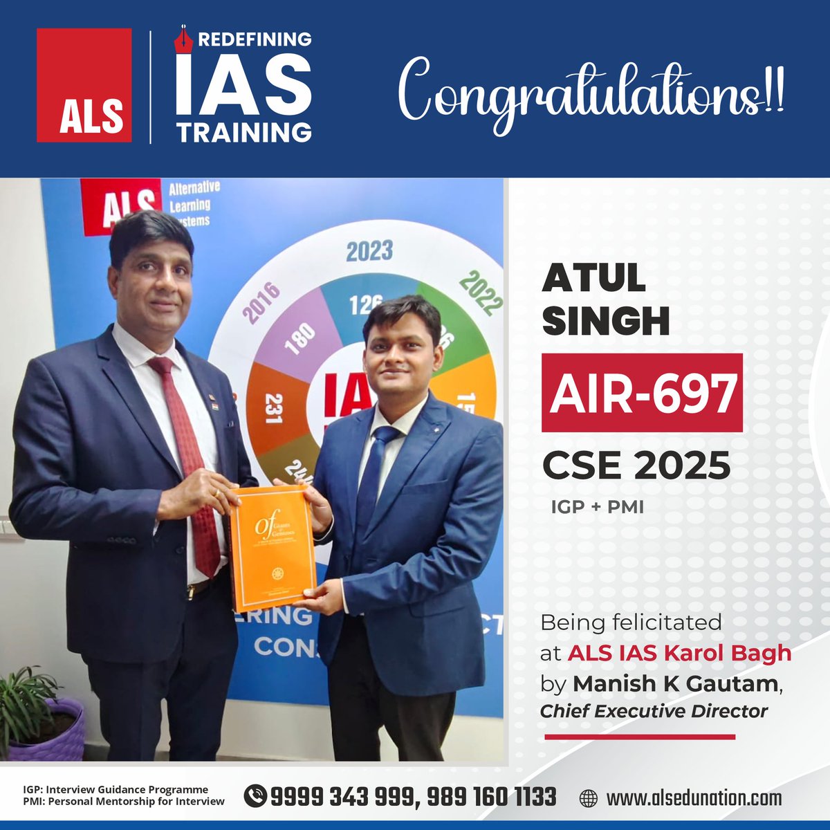 ALS_IAS's tweet photo. 🎉 Heartiest Congratulations to #Atul #Singh on this outstanding achievement!

🌟 Securing All India Rank 697 in the UPSC Civil Services Examination 2025 is a remarkable testament to your hard work, dedication, and unwavering determination.

#ALSIAS #IAS #UPSC #UPSC2025 https://t.co/zbMWmDmstA