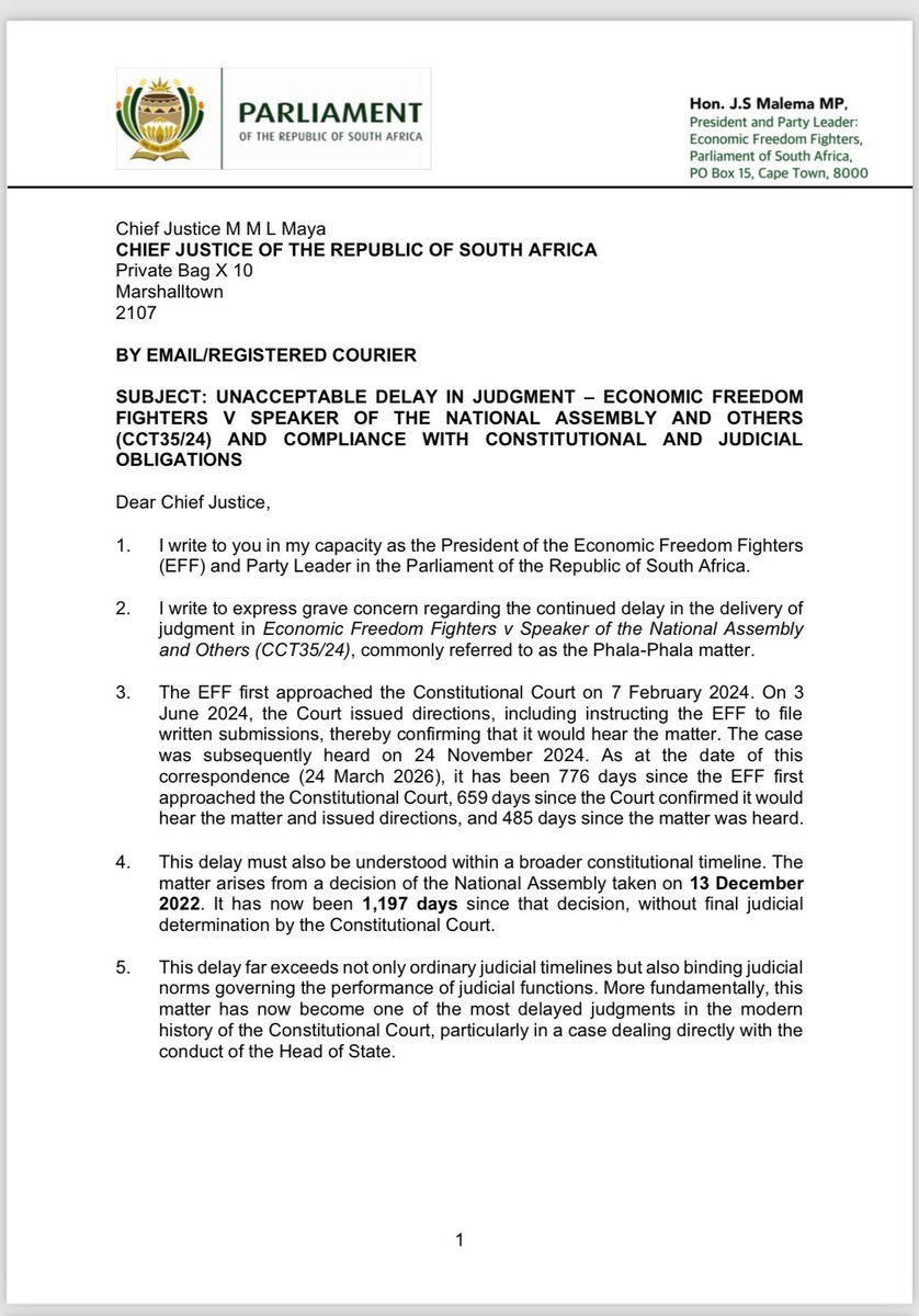 Economic Freedom Fighters tweet media