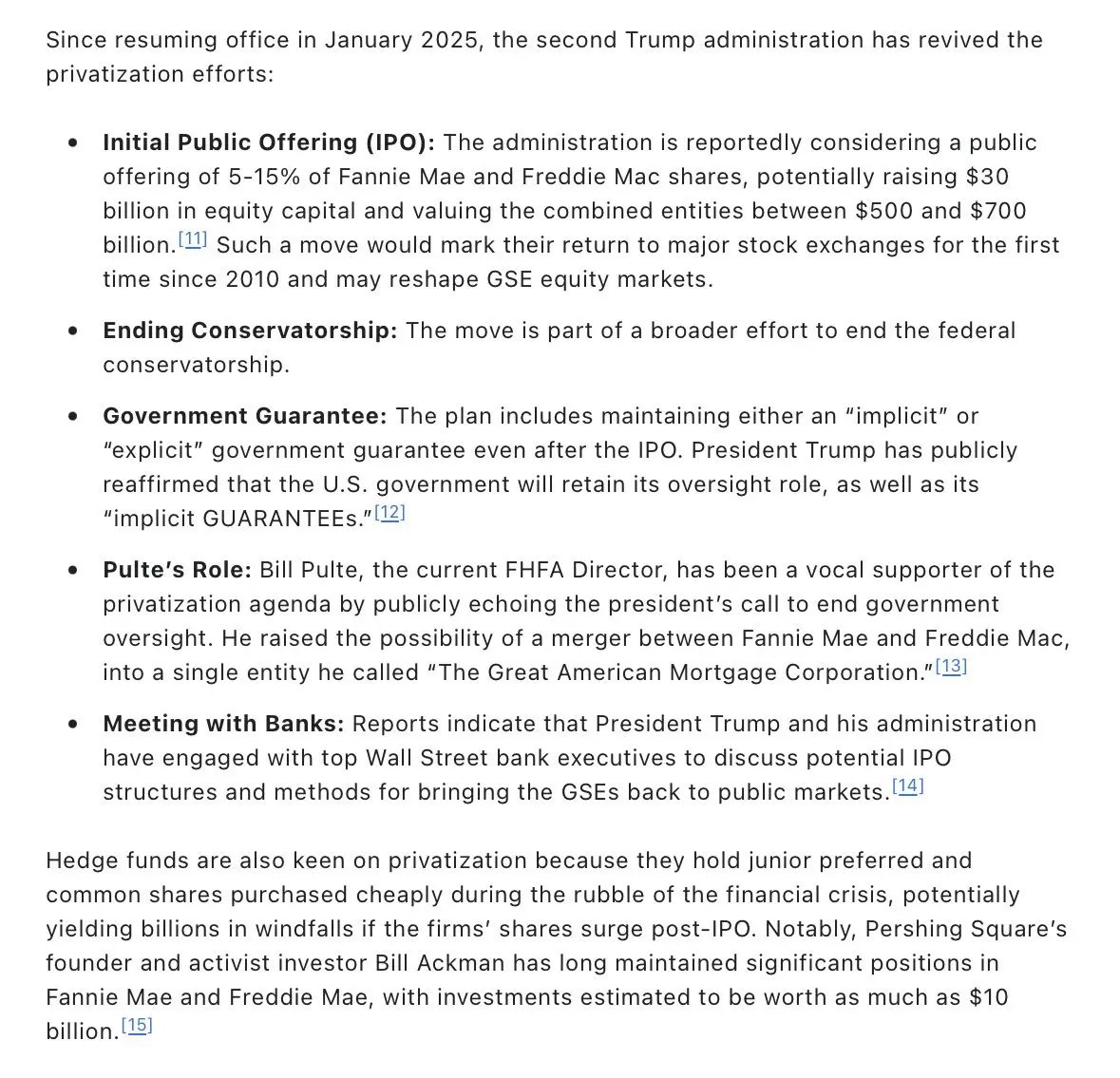 $FNMA $FMCC
Trump &amp; FHFA’s Pulte pushing Fannie &amp; Freddie privatization to end 17 years of gov control. Landmark IPO Q2 2026, $700B valuation. Ackman says 10x upside, current prices “stupidly cheap.”