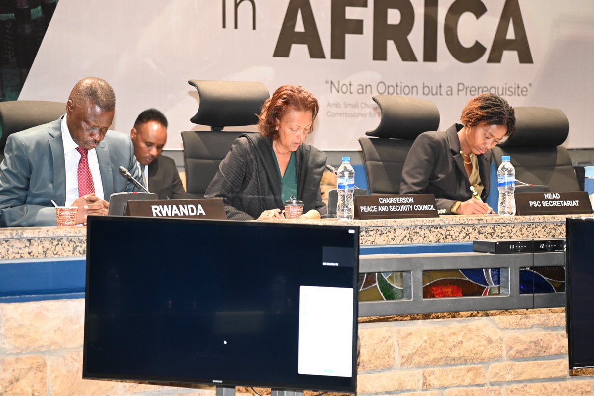 AUC_PAPS's tweet photo. AU PSC, at its 1337th open session, deliberated on hate crimes, combating genocide ideology, and the urgency of prevention in Africa. Chairing the session, Amb. Hirut Zemene Kassa (#Ethiopia) emphasized that while progress has been made, hatred, discrimination &  extremist ideologies still threaten social cohesion if left unchecked. She underscored that preventing and countering such ideologies is central to conflict prevention and peacebuilding.

In his introductory remarks, Comm. Bankole_Adeoye, delivered by #PSC Secretariat Head Ms. @NeemaChusi, highlighted the persistence of hate-driven ideologies and crimes that continue to fracture societies;  stressed the urgent need for sustained preventive action;  underscored the importance of continuous dialogue among Member States; and, emphasized that early warning mechanisms on hate speech and incitement are among the most effective tools, if matched with timely, decisive action. He reaffirmed the @_AfricanUnion’s commitment to addressing root causes, preventing violence, and strengthening societal resilience across Africa.

In his statement, Maj. Gen. (Rtd) Charles Karamba (#Rwanda) cautioned that conditions in parts of the continent still allow genocidal ideology and hate speech to take root, posing serious threats to communities and regional stability. He called for stronger monitoring and action against hate speech, accountability for perpetrators, an #AU-led mechanism to track incitement, and greater regional cooperation to counter armed groups. He emphasized investing in education, promoting tolerance, strengthening legal frameworks, and ensuring enforcement so that no community lives in fear because of who they are. 🧵 1/