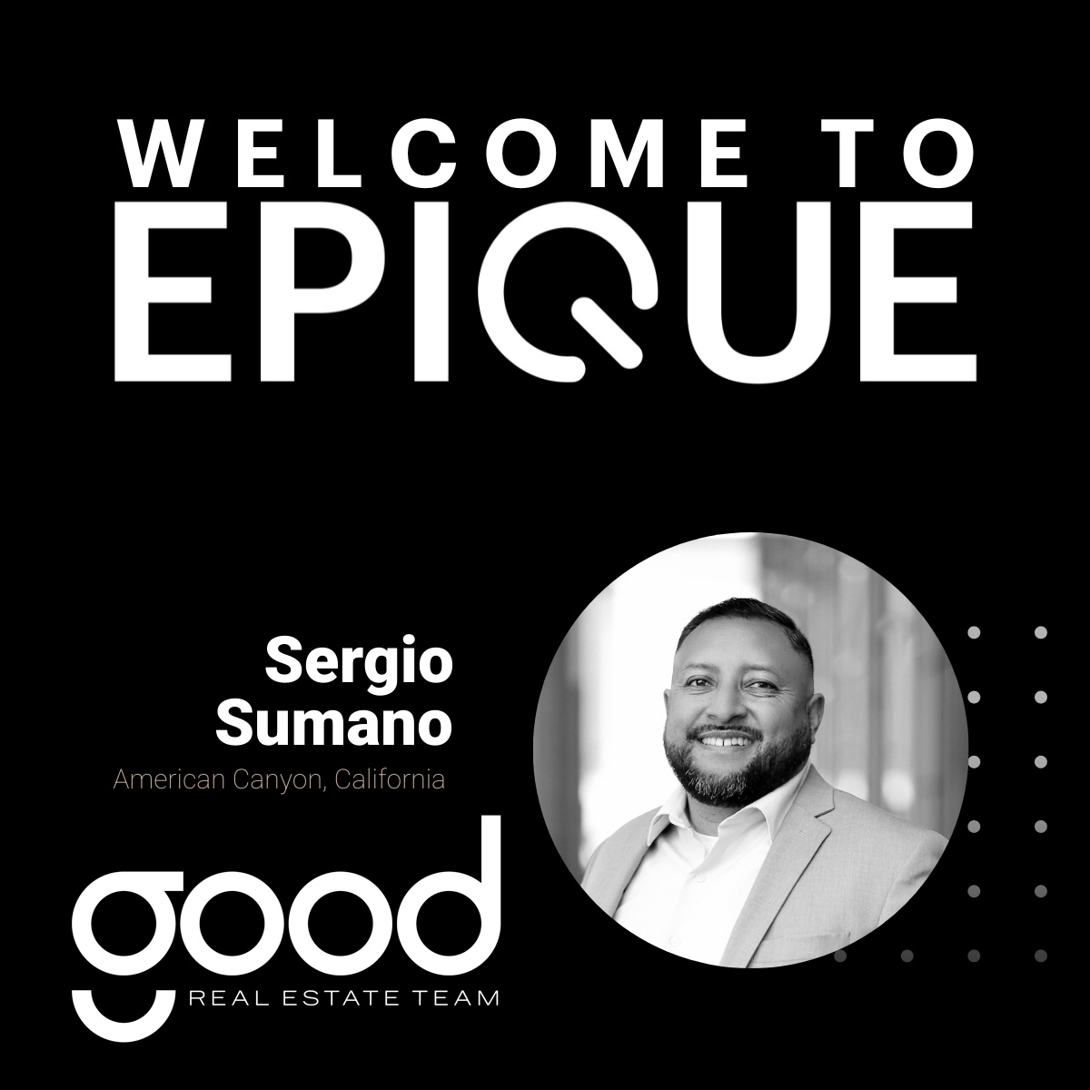 GrantGOODAGENT's tweet photo. Welcome to Epique Realty @serg_realtor! We are super excited to bring him onto the team and already huge progress has been made. Sergio comes on as a strong listing agent partner. His addition to not only the team and the brokerage is huge as it expands our market to Napa. https://t.co/Msh0fExbNX