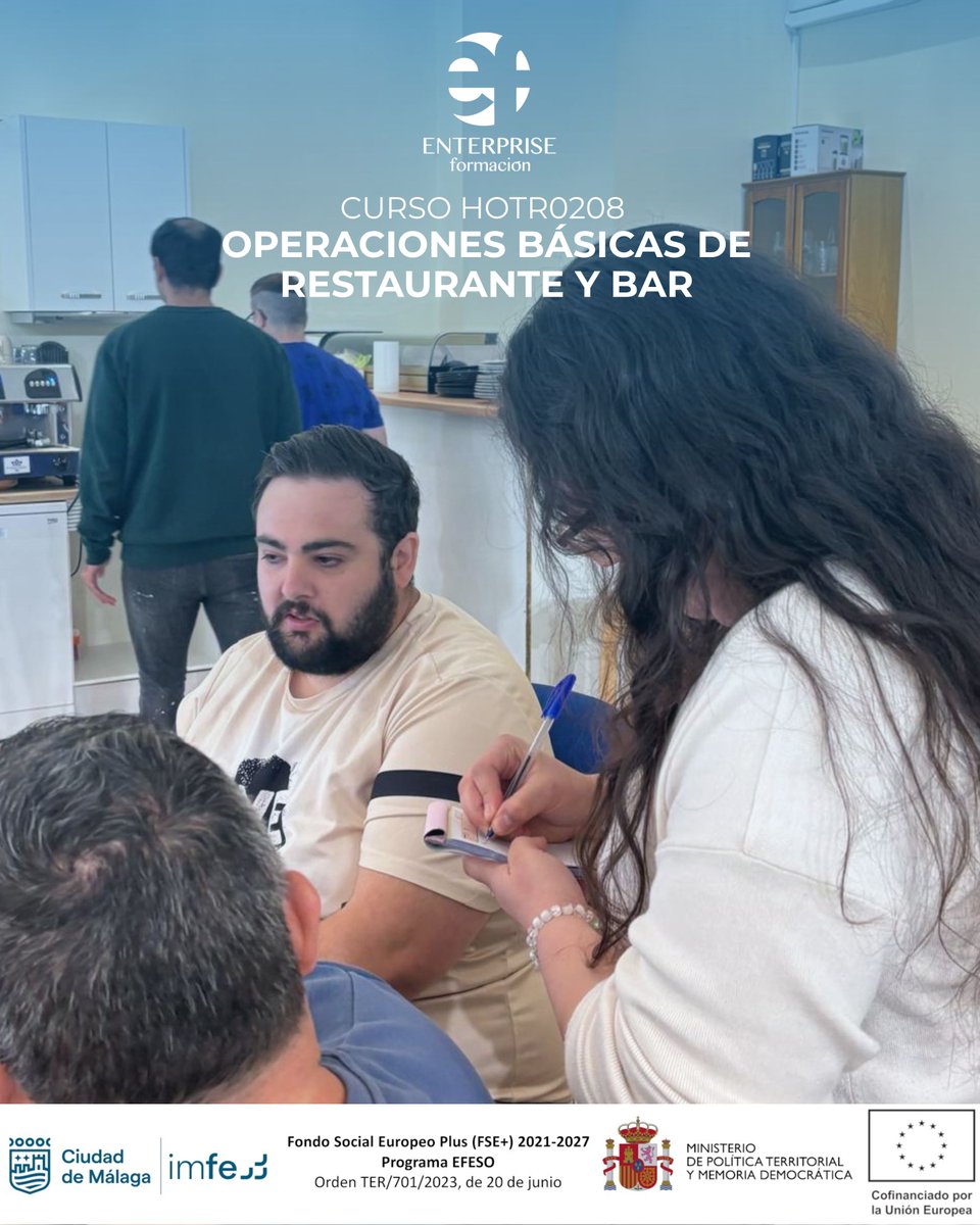 EnterpriseForma's tweet photo. Formación profesional gratuita en el sector de la hostelería 🍽️🍷

✔Lunes a viernes de 09:00 a 14:00
✔ Nivel 1 – No se requieren estudios previos
✔ Modalidad presencial – Málaga

📩 Información:
📞 951 92 61 72
✉️ imfeaquileo@malaga.eu https://t.co/ky0PjWD93i