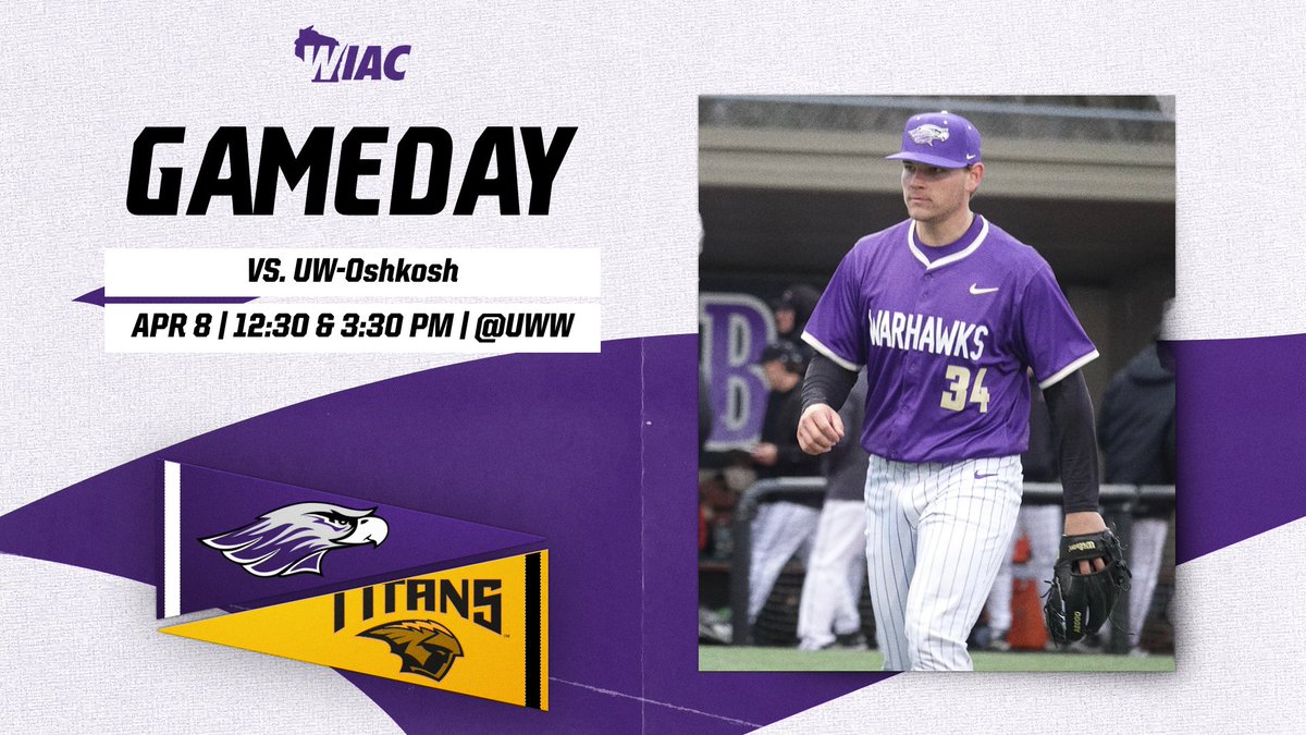 UWWBaseball's tweet image. | WIAC Doubleheader Gameday | Vs. Oshkosh | @UWW | 12:30 &amp;amp; 3:30 PM |

| #PoweredByTradition | #BecomeGreat | #WarhawkBaseball |