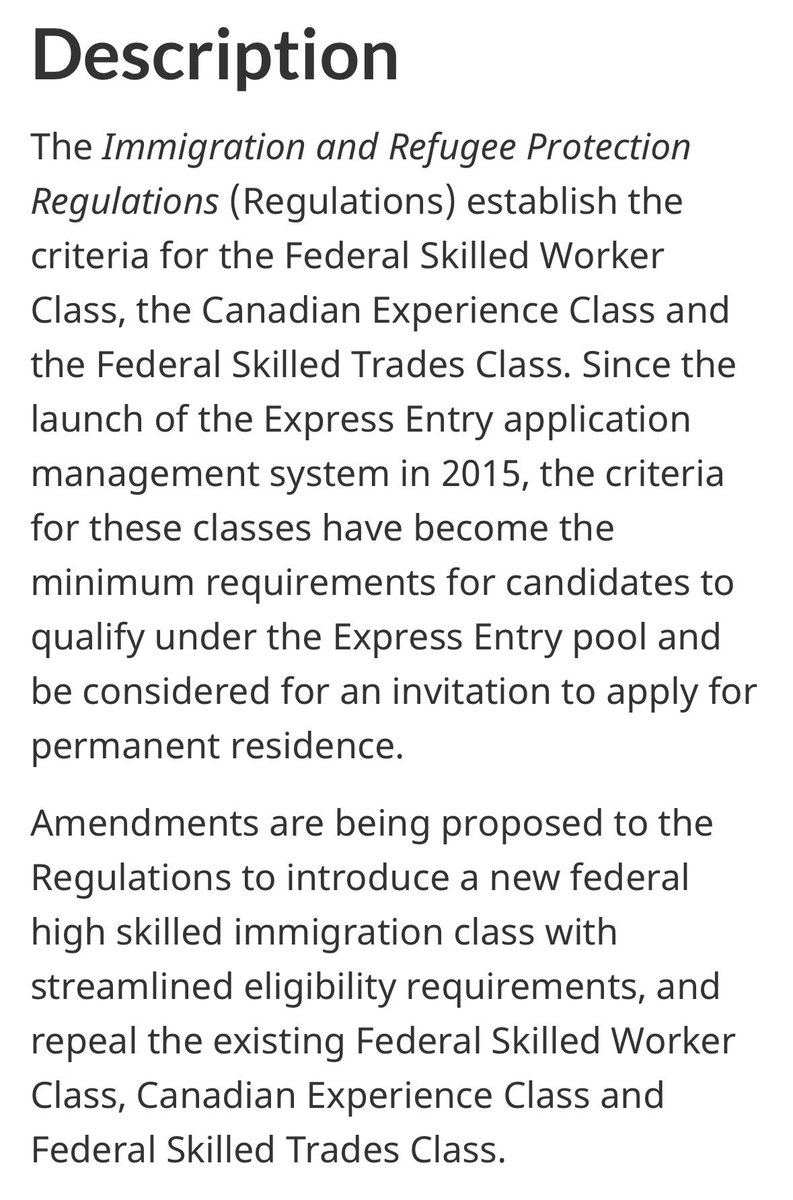 MewiImmigration's tweet image. IRCC is looking into changing the entire express entry process all together 

These categories might be repealed

- Federal Skilled Worker Class, 
- Canadian Experience Class 
- Federal Skilled Trades Class.

And a new express entry class will be Introduced 
- Federal high