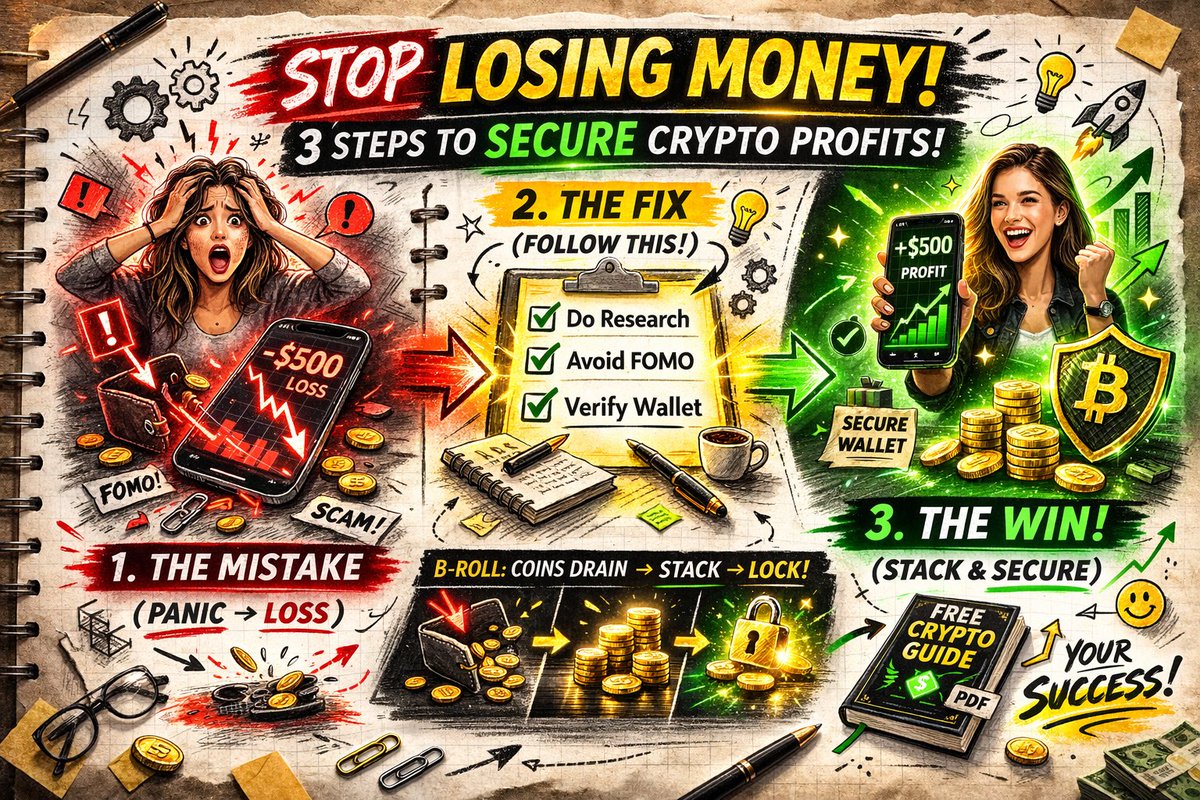 Untondra's tweet photo. Most beginners lose money in crypto.  
Security beats fast money. Mindset beats FOMO.  

Before You Buy Crypto 👇 Checklist  
https://t.co/N00WprTU4R  

#cryptosecurity  
#cryptoscam https://t.co/BZ6ZQjecZh