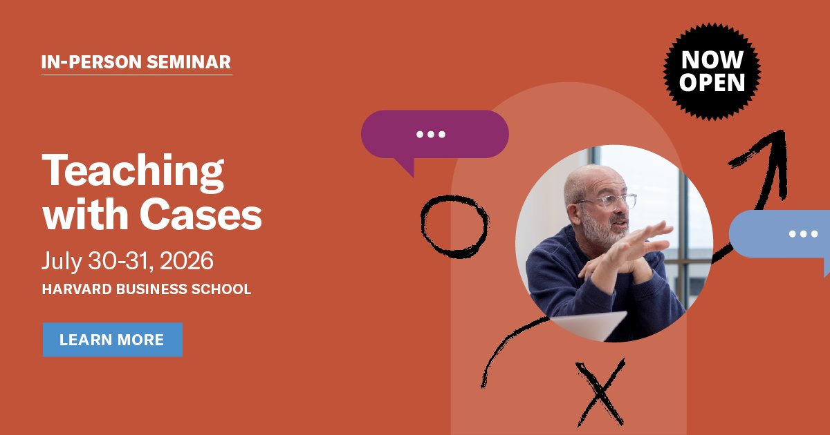 HarvardBizEdu's tweet photo. Join us at @HarvardHBS for this Teaching with Cases seminar on July 30-31 to refine your discussion #leadership skills. 

Led by experienced faculty, this seminar is an opportunity to experience the #casemethod from both instructor &amp; #student perspectives: https://t.co/2QyAnI5uIq https://t.co/EyxSaTk3UN
