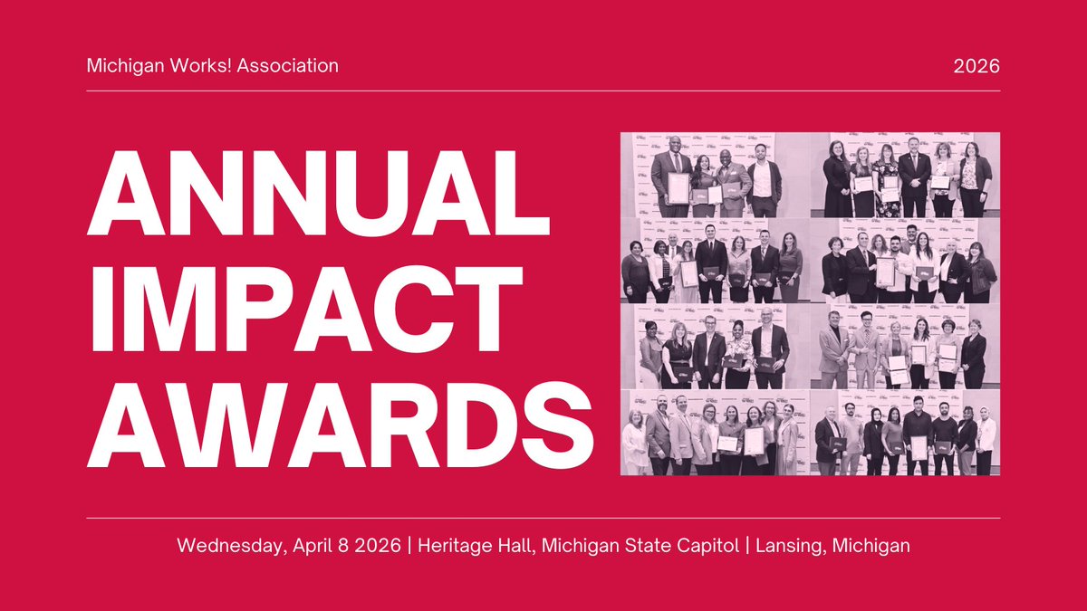 MichWorksAssn's tweet image. In Lansing today, we’re recognizing 16 honorees making an impact across Michigan’s workforce—strengthening talent pipelines, supporting employers, and connecting people to careers.

Learn more: michiganworks.org/impact-awards #MIWorks #MIWorksImpact