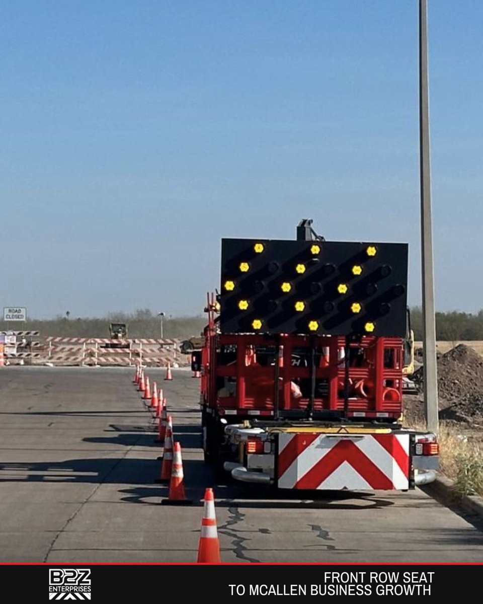 B2ZEnterprises's tweet image. Front row seat to McAllen’s business growth as we support construction on projects like this new @Amazon fulfillment center! #NextIsNow #WorkZoneSafety #TXDOT #FHWA #TrafficControl